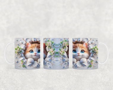 11 oz cup with 3 d cat motif 3