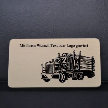 Frühstücksbrettchen mit Holzfäller LKW
