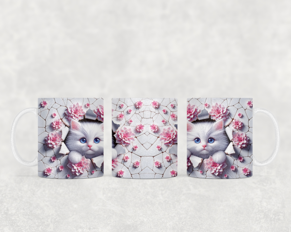 11 oz Tasse mit 3 D Katze Motiv 1