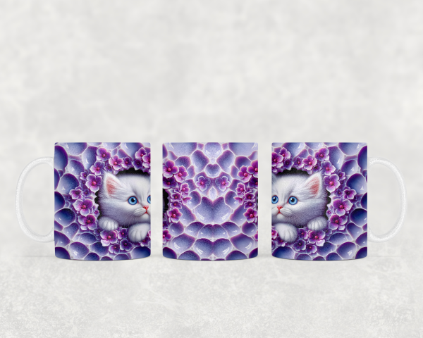 11 oz Tasse mit 3 D Katze Motiv 2