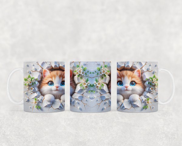 11 oz cup with 3 d cat motif 3