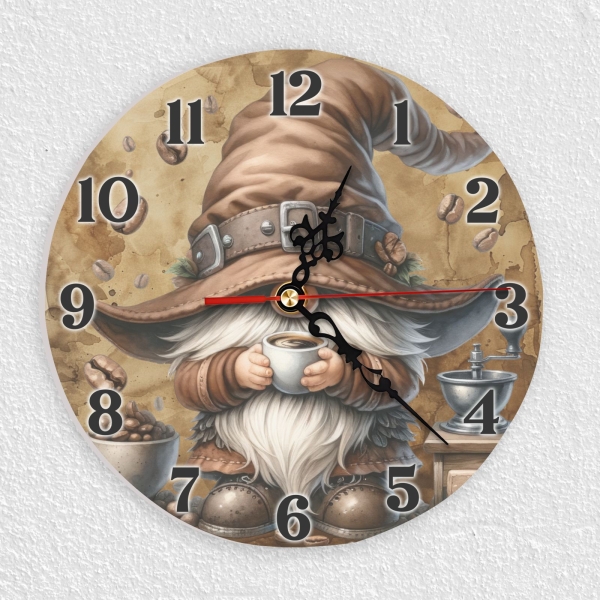 Wanduhr aus Glas mit Wichtel Cowboy Motiv