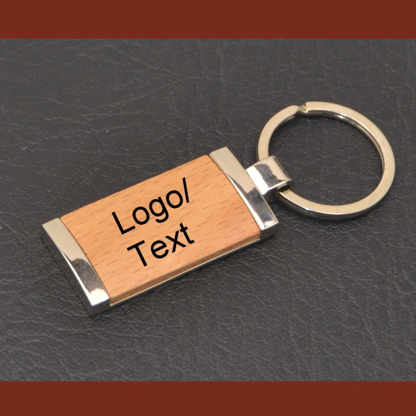 Metal key ring with wooden insert